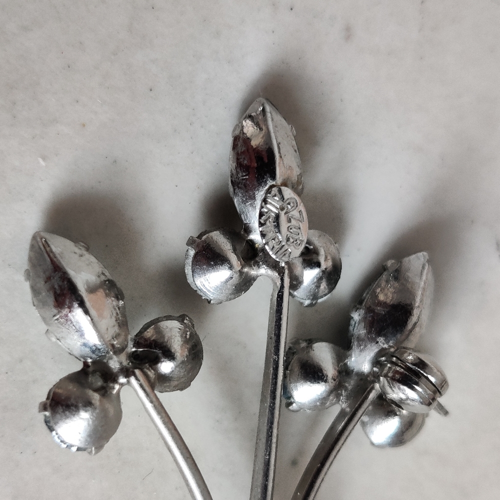 Vintage Signed Azub Austria Flower Bouquet Brooch - Picture 10 of 12